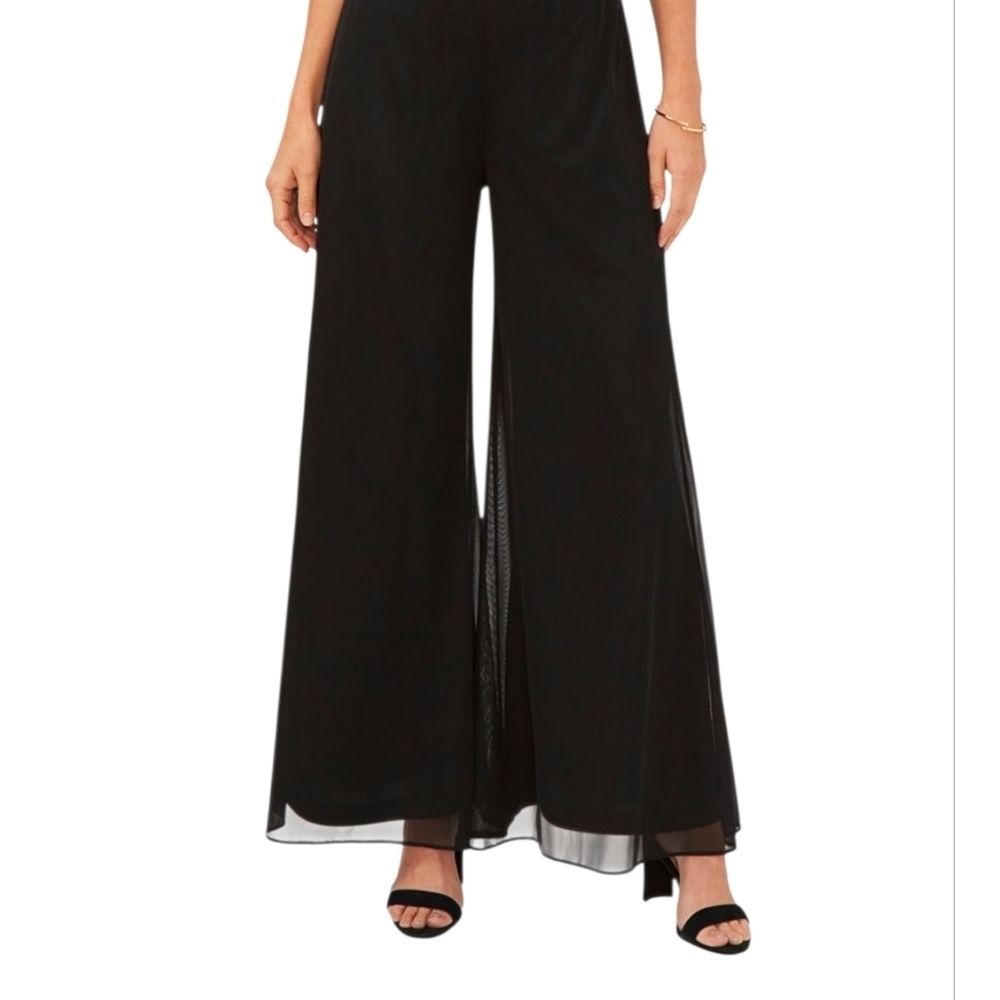 JS Collections Black Wide-Leg Women's Polyester Dress Pants